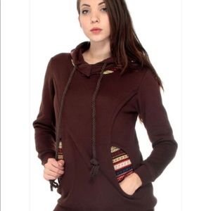 Brown hoodie with embroidered details xin xin